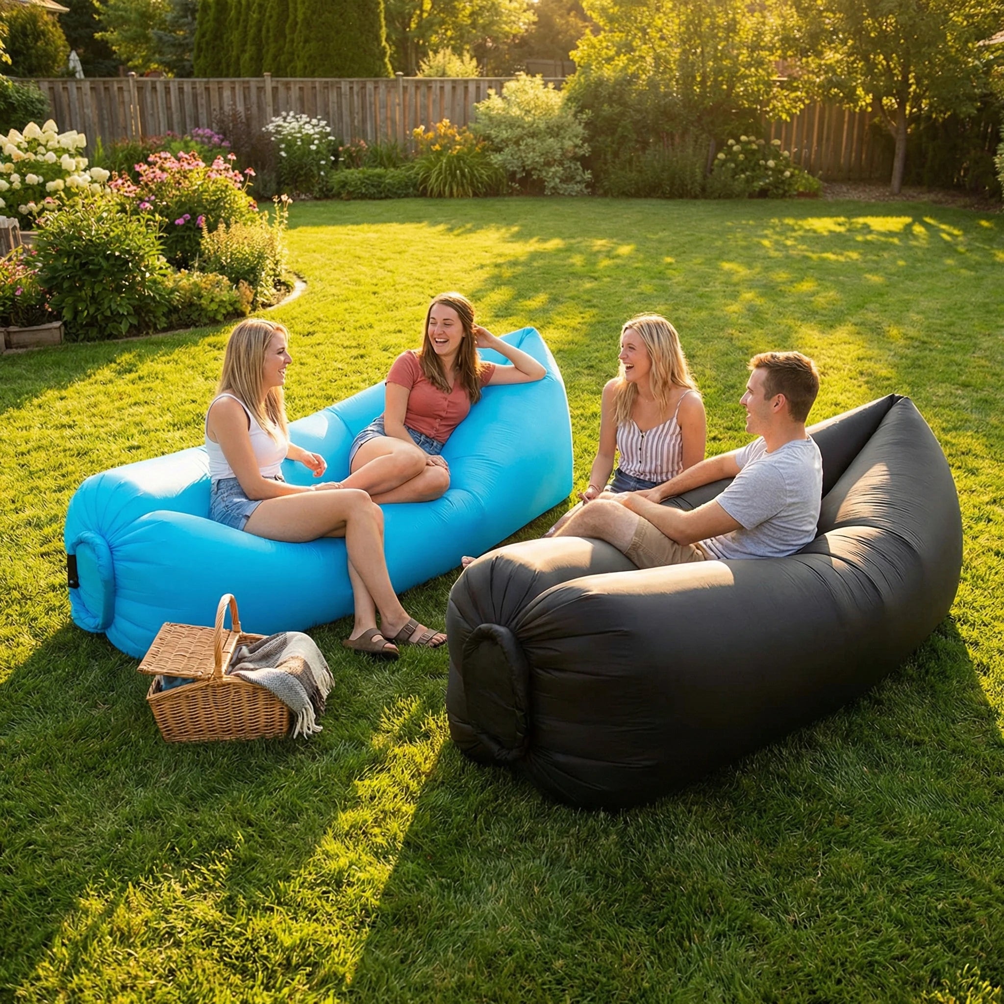 Inflatable Air Sofa – Portable Fast-Inflate Waterproof Lounger for Beach, Camping, Pool & Travel