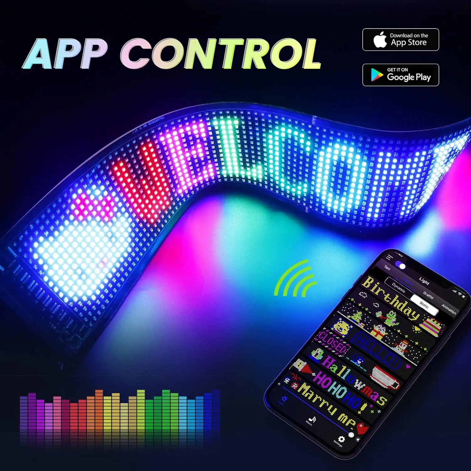 LED Matrix Pixel Panel – Flexible Bluetooth App Controlled Scrolling LED Display Sign for Car, Home & Advertising (USB 5V)