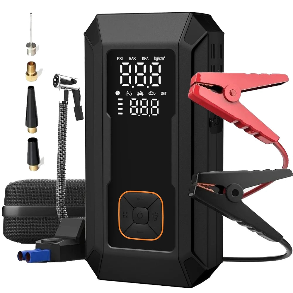 Car Jump Starter 4000A avec Compresseur 150PSI – Power Bank Portable & Gonfleur de Pneus avec LED