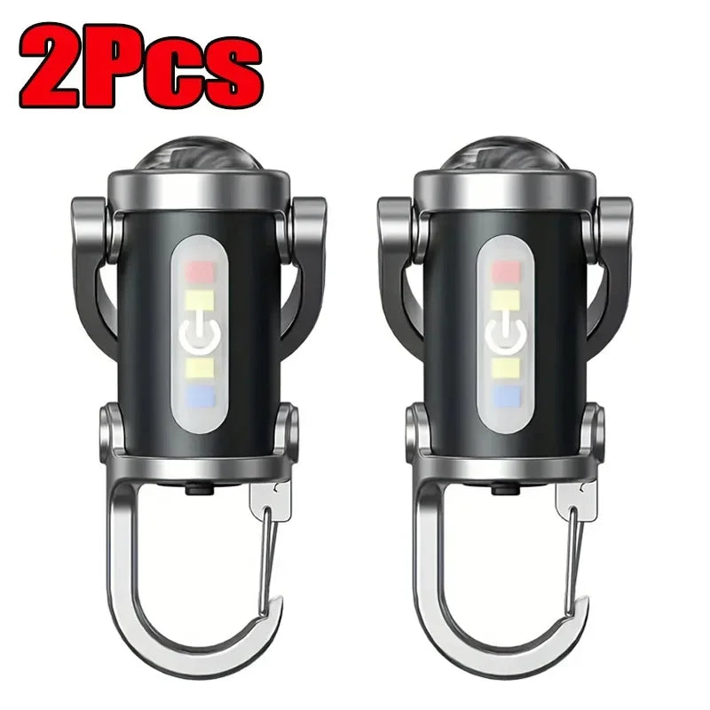 Mini Keychain Flashlight – Rechargeable COB Pocket Work Light with Hook for Camping, Hiking & Emergency Use