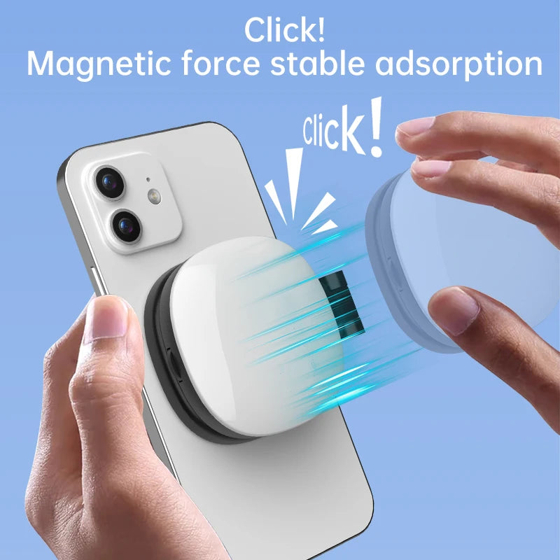 Miroir Selfie Magnétique Multifonction pour Smartphone avec Lumière LED Bicolore Réglable et Support Ajustable