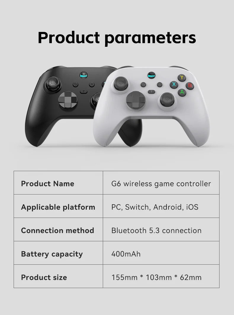 G6 Wireless Gaming Controller for Mobile – Hall Effect Triggers & Joystick (iOS / Android / PC / Switch)