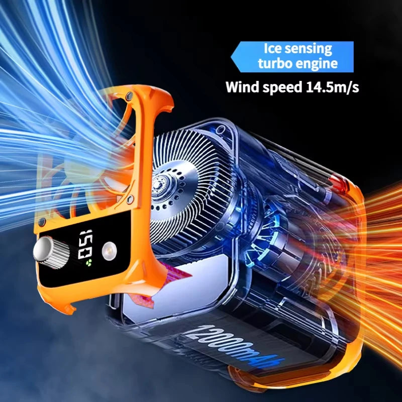 Mini High-Speed Waist Fan – Bladeless USB Rechargeable Neck Fan with Power Bank, LED Light & Digital Display