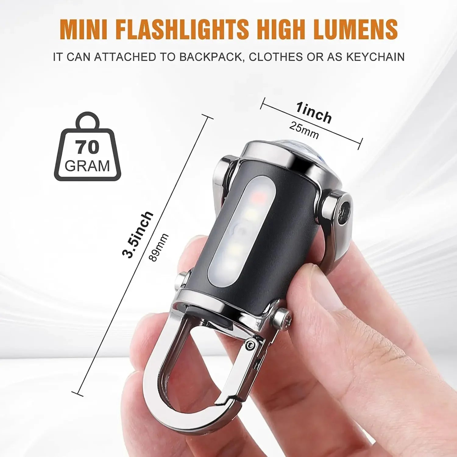 Mini Keychain Flashlight – Rechargeable COB Pocket Work Light with Hook for Camping, Hiking & Emergency Use