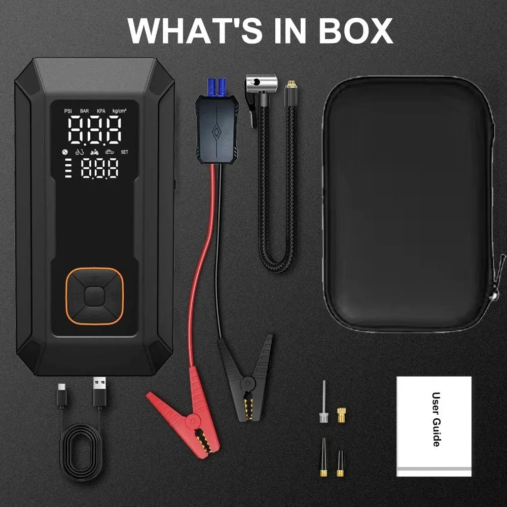 Car Jump Starter 4000A avec Compresseur 150PSI – Power Bank Portable & Gonfleur de Pneus avec LED