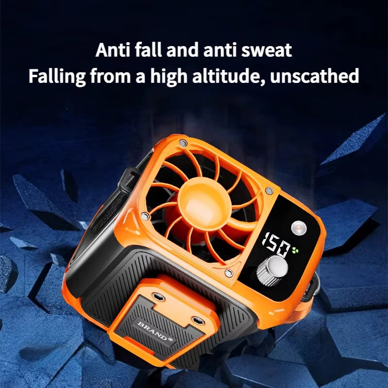 Mini High-Speed Waist Fan – Bladeless USB Rechargeable Neck Fan with Power Bank, LED Light & Digital Display