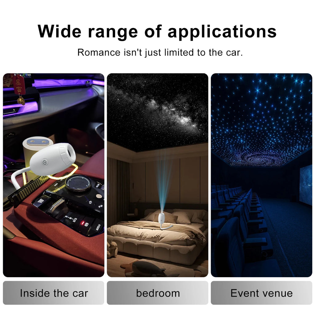 White Car USB Ambient Light – Wide Range Projection Romantic Atmosphere Light with Adjustable Focus (2026 New)