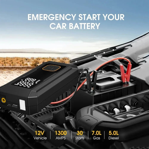 Car Jump Starter 4000A avec Compresseur 150PSI – Power Bank Portable & Gonfleur de Pneus avec LED