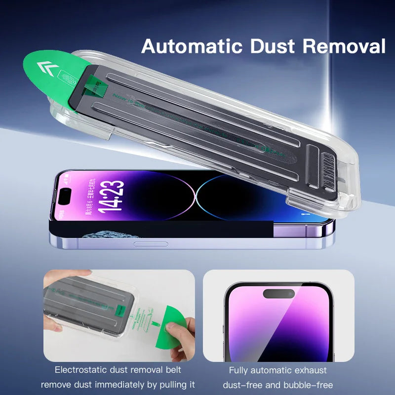 SKIG Privacy Anti-Spy Tempered Glass Screen Protector for iPhone 17 / 16 / 15 / 14 / 13 / 12 Pro Max & Plus – Auto Dust Removal HD Protector (1–3 PCS)