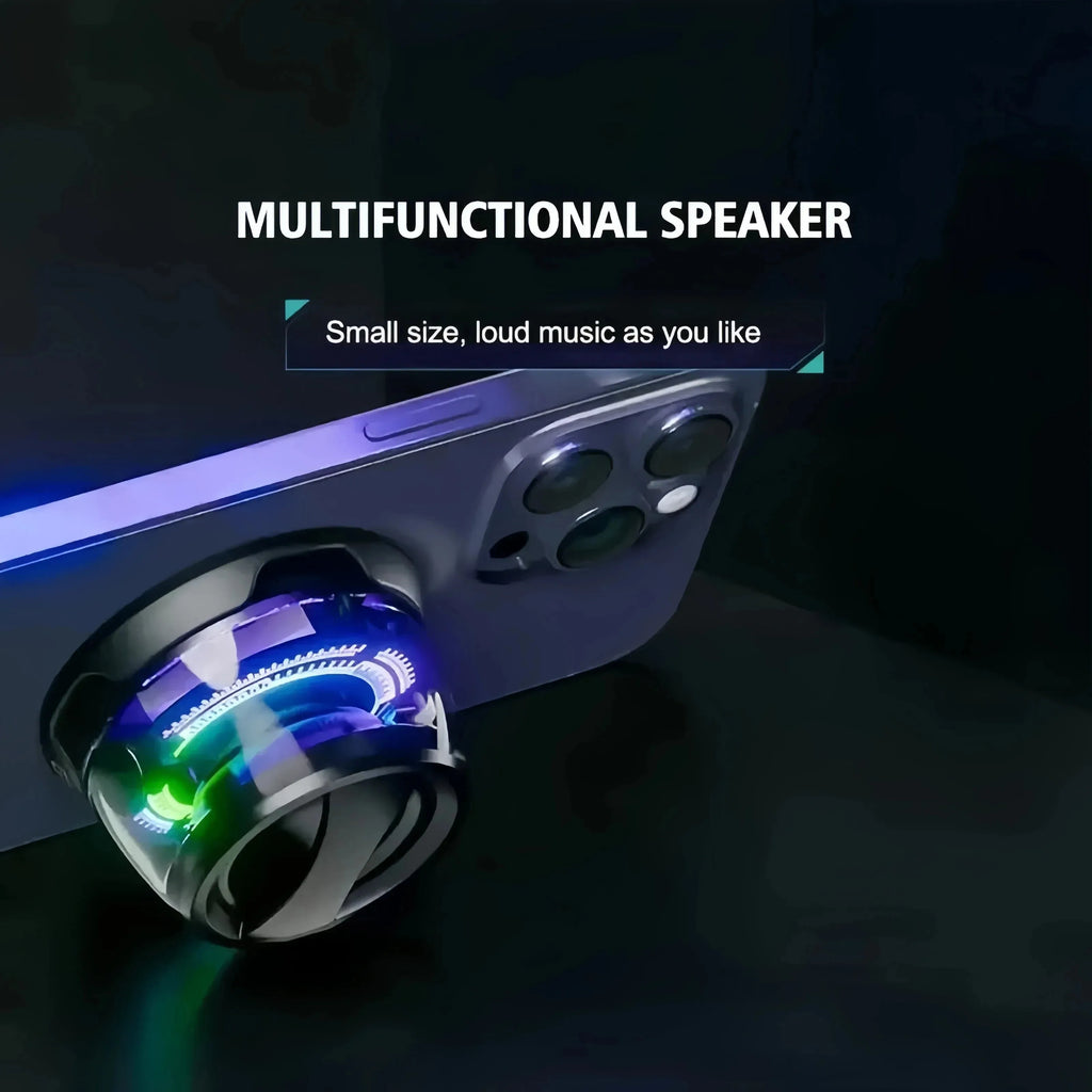 Outdoor Magnetic Bluetooth Speaker – Wireless Portable Mini Travel Stereo Speaker with RGB Lights & Phone Holder (iOS Compatible)