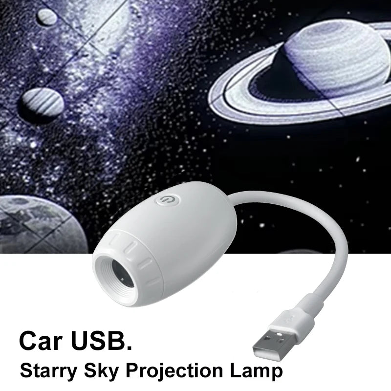 White Car USB Ambient Light – Wide Range Projection Romantic Atmosphere Light with Adjustable Focus (2026 New)
