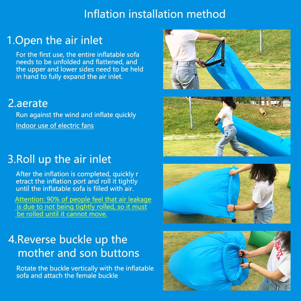 Inflatable Air Sofa – Portable Fast-Inflate Waterproof Lounger for Beach, Camping, Pool & Travel