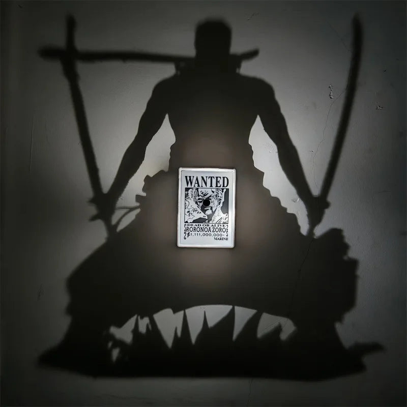 One Piece Luffy & Zoro LED Shadow Night Light – Anime Wall Lamp | Creative Atmosphere Decor Gift