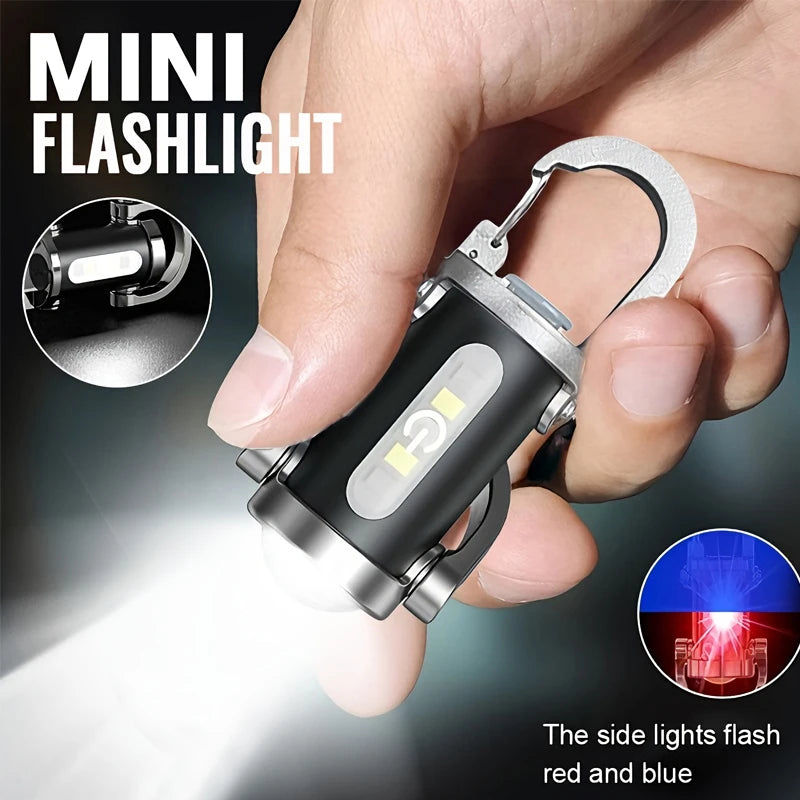 Mini Keychain Flashlight – Rechargeable COB Pocket Work Light with Hook for Camping, Hiking & Emergency Use