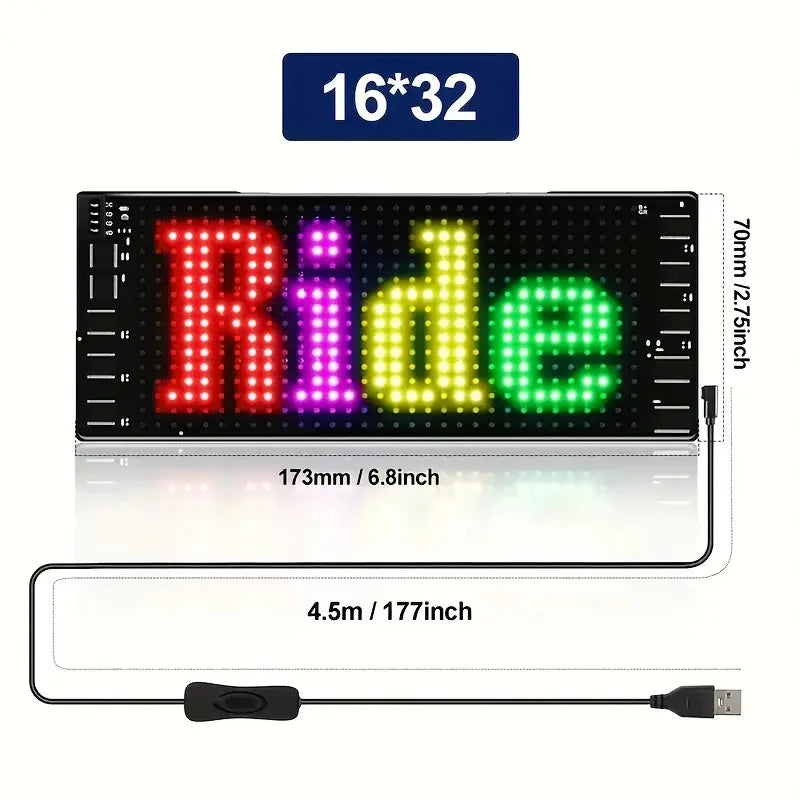 LED Matrix Pixel Panel – Flexible Bluetooth App Controlled Scrolling LED Display Sign for Car, Home & Advertising (USB 5V)