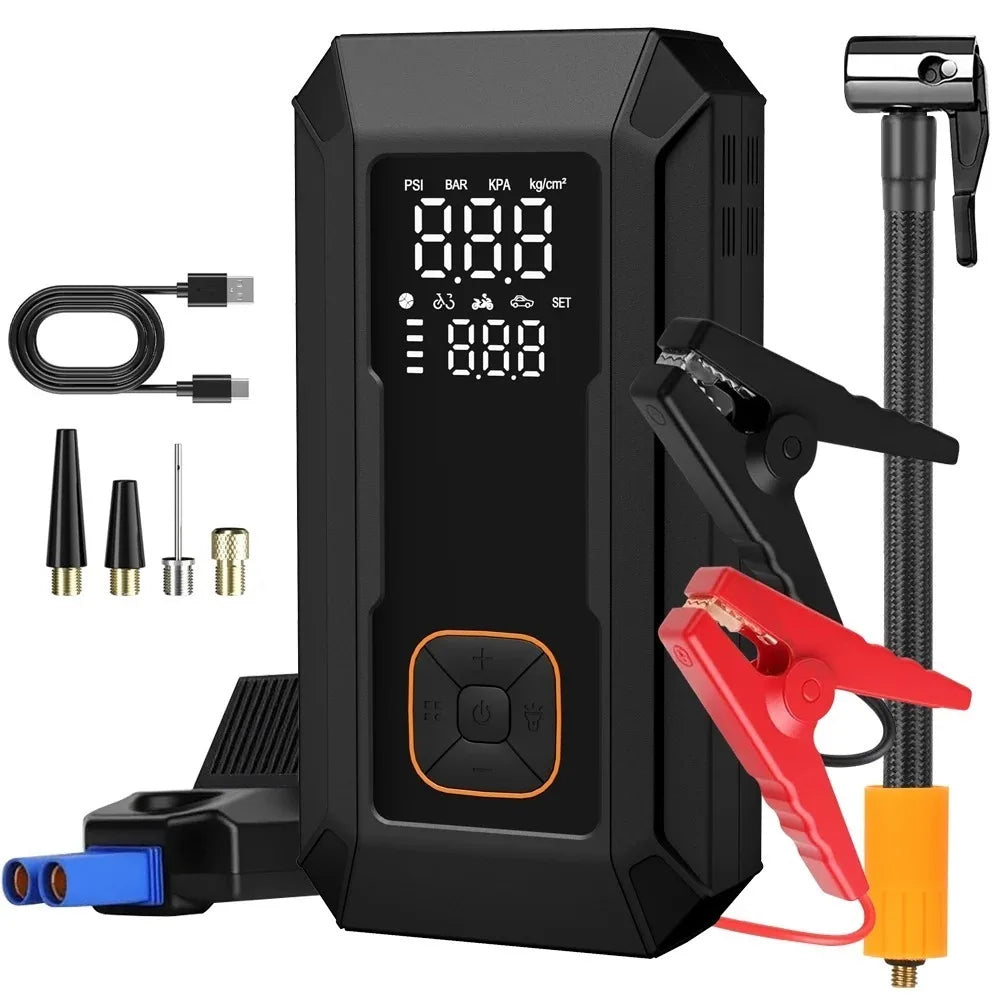 Car Jump Starter 4000A avec Compresseur 150PSI – Power Bank Portable & Gonfleur de Pneus avec LED
